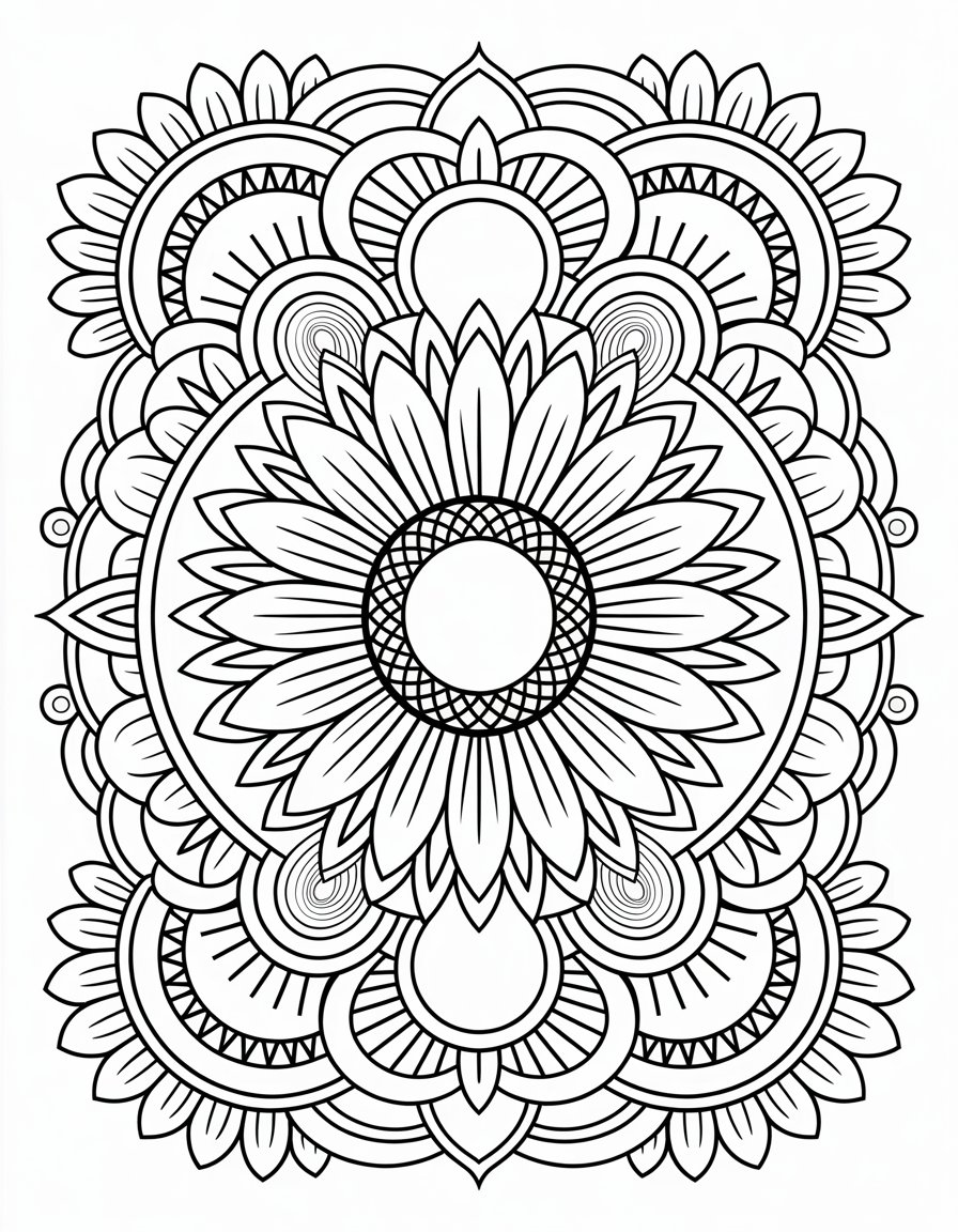 Detailed Sunflower Mandala